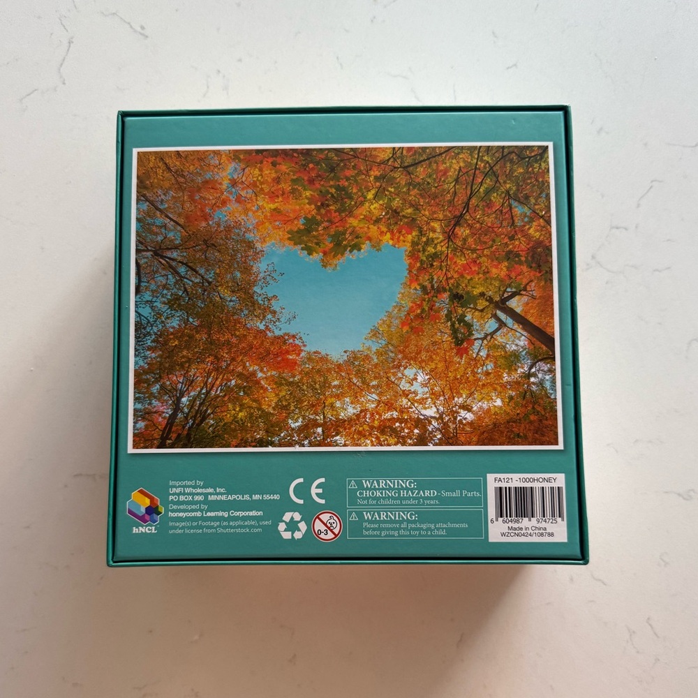 hNCL Heart 1000 Piece Jigsaw Puzzle – Autumn Trees & Sky, 72x52cm, Complete - Picture 2 of 5